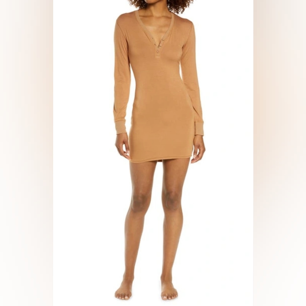 SKIMS SLEEP HENLEY DRESS - SIZE SMALL